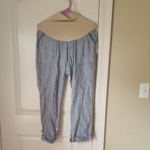 Stylish Blue Striped Maternity Pants